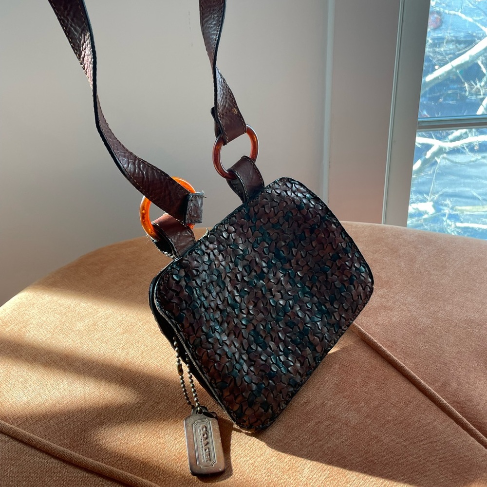 Vintage Coach woven leather shoulder bag